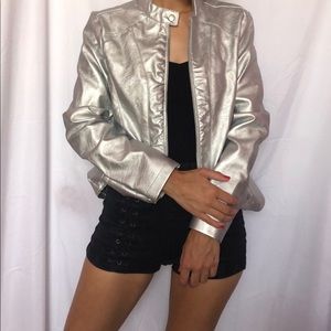 Trendy silver leather jacket